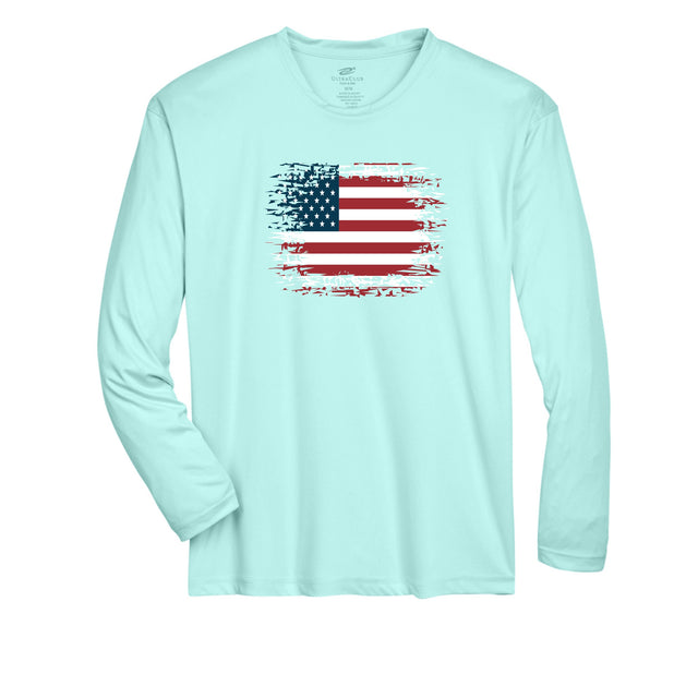 American Flag Women's Dri-FIT Custom Boat Shirts - Long Sleeve White / M